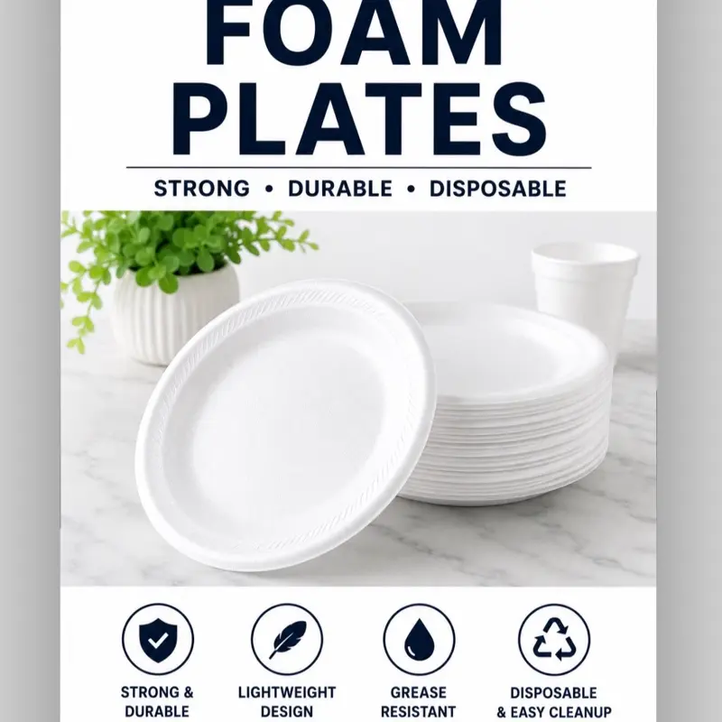 125 Pack 9-Inch Disposable Foam Plates – Heavy Duty Party Plates