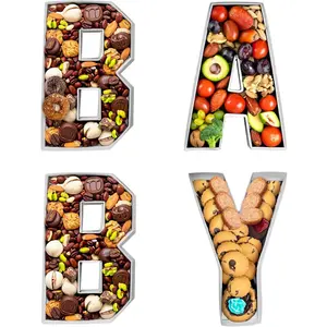 Baby Charcuterie Board Letters, 10 Inch, 4 Pack Fillable Cardboard Letter Boxes, White Letter Trays for Food Chocolate Candy On Baby Shower, Birthday and Gender Reveal Decoration