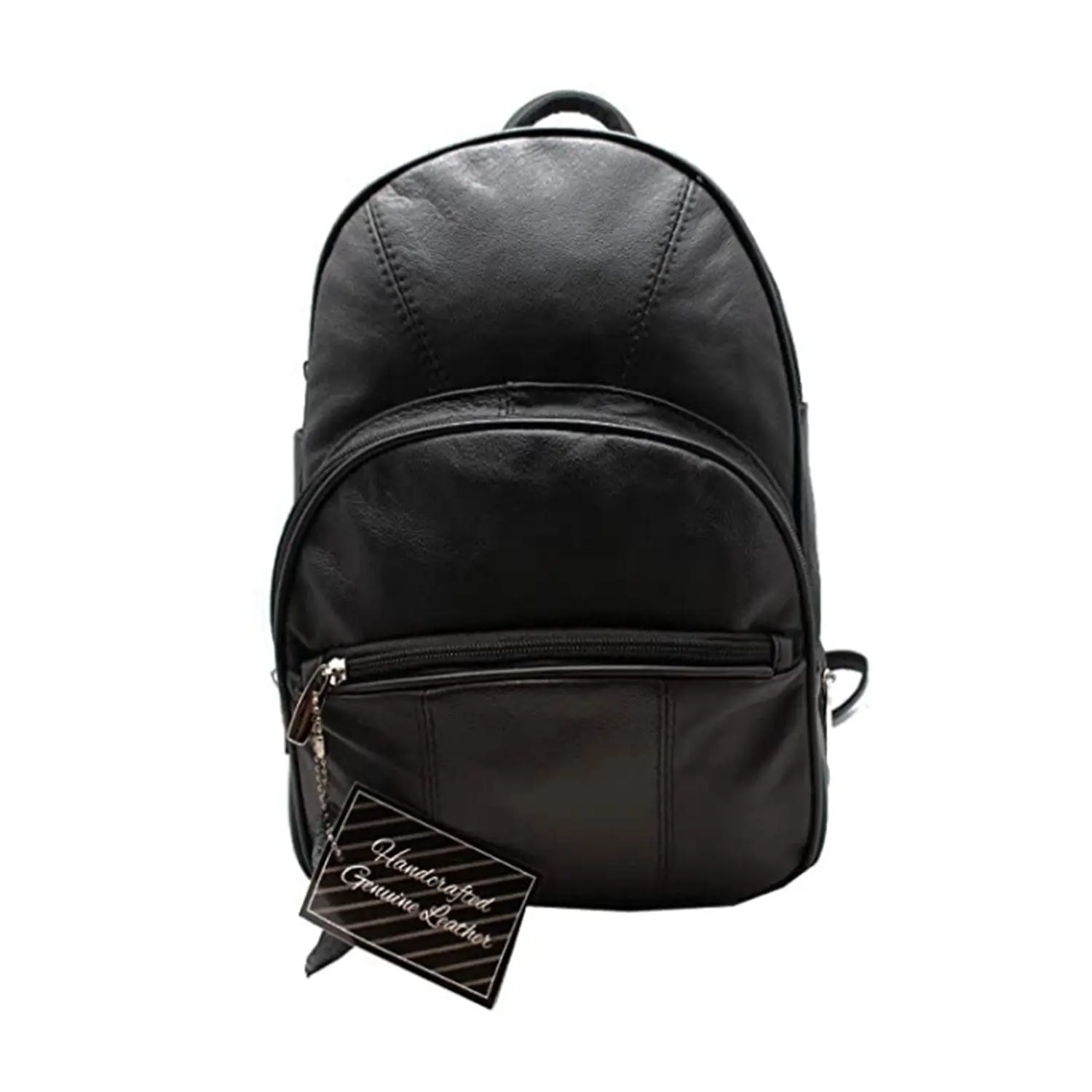 Handcrafted Genuine Leather Women's Backpack Black Durable Design with 4 Zipper Compartments & Adjustable Straps for Travel School