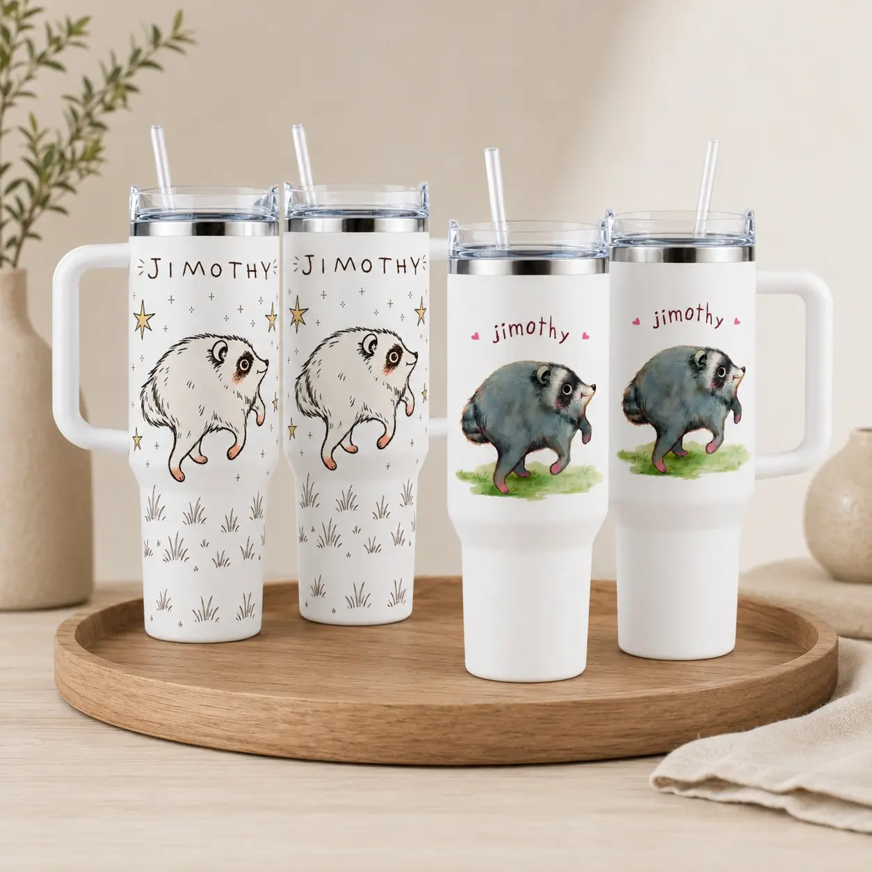 Cute Raccoon Jimothy 40oz, Viral Seattle Raccoon Gift Tumbler, Funny Internet Meme Water Bottle