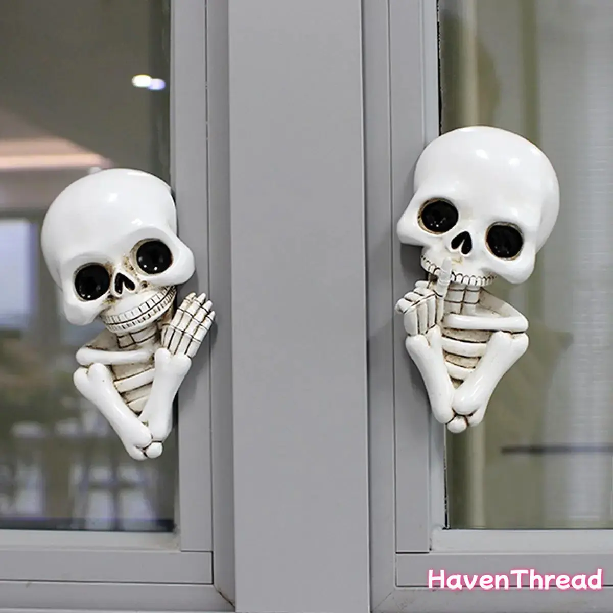 HavenThread 2pcs 3.3in Whispering Skull Halloween Decor - Hand-Painted Resin Handmade Gothic Statues, Artificial Resin Decorative Accent Goth Statues for Bag DIY Accessories (Frames, Outlets) tiktokshopbacktoschool
