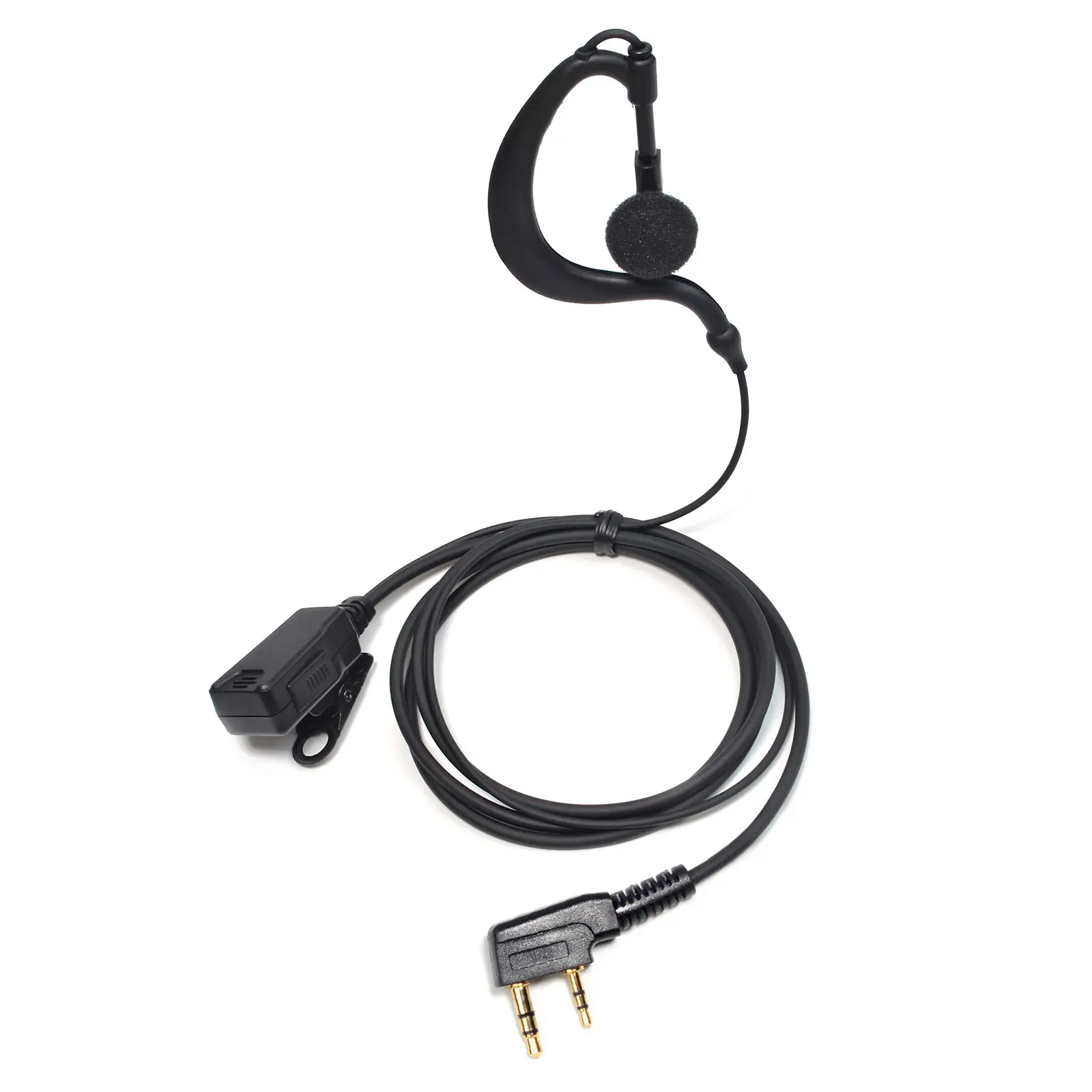 G Shape Soft Ear Hook Two Way Radio Headset with PTT Microphone Earpiece for Hands Free Calls Compatible with Kenwood, Baofeng, Retevis, WOUXUN, and Other K1 2-Pin Radios for police, security patrols, construction, and event staff