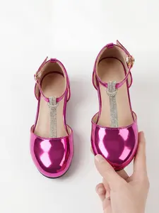 Girls' Mary Jane Shoes, Gold Rhinestone, Comfortable, Cute Style, Round Toe, Low Heel, Mary Jane Flats, Party Shoes, Perfect for Weddings and Parties