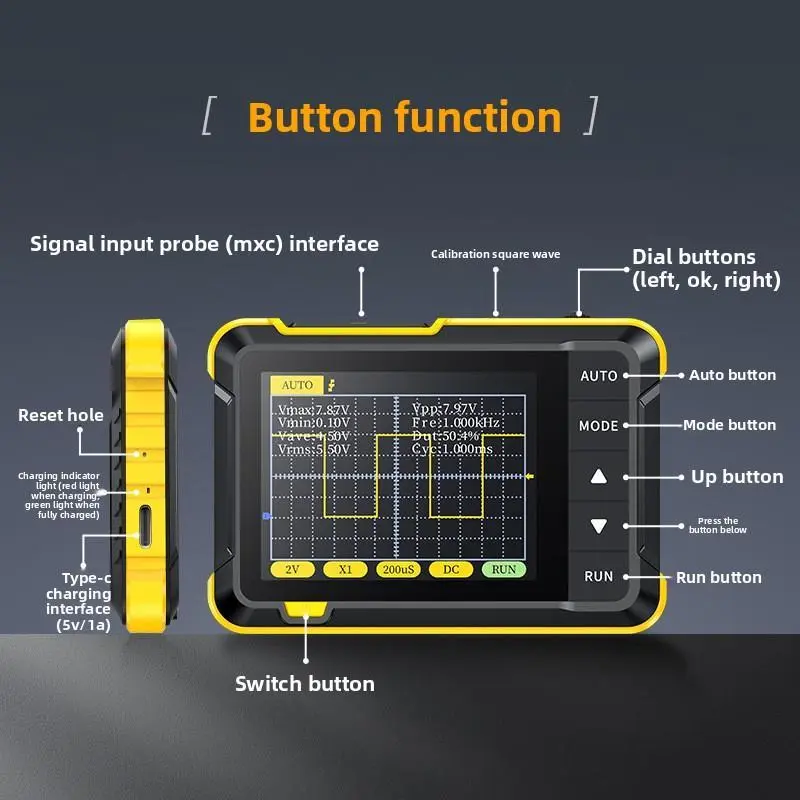 Handheld Digital Multimeter Oscilloscope - Rechargeable Battery, Auto Capture, High-Res LCD Electrical Measuring Tool, Easy Setup for Circuit Boards, Beginners' Teaching & Maintenance