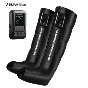 Cordless Air Compression Leg Massager Rechargeable Full-Leg Wrap with 3-Zone Sequential Modes & 5 Adjustable Intensities for Relaxing Therapy Black