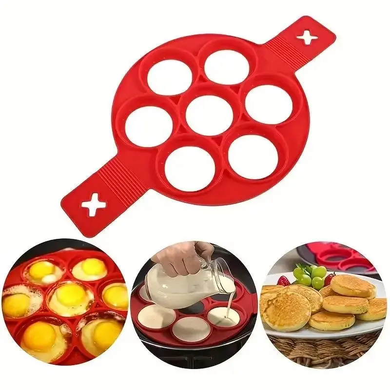 Non-Stick Silicone Mini Pancake and Egg Maker, Portable Stove Cooking Tool, Easy Baking and Frying, Heat Resistant Handle, Kitchen Utensil