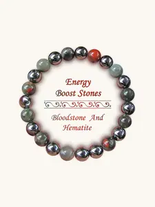 Bloodstone & Hematite Pain Relief Beads Bracelet, Metal Chain Circulation Booster, Street Style Energy Jewelry for Women & Men, Women Gifts, Fashionable Bracelet, Beaded bracelets, Energy Healing Bracelet