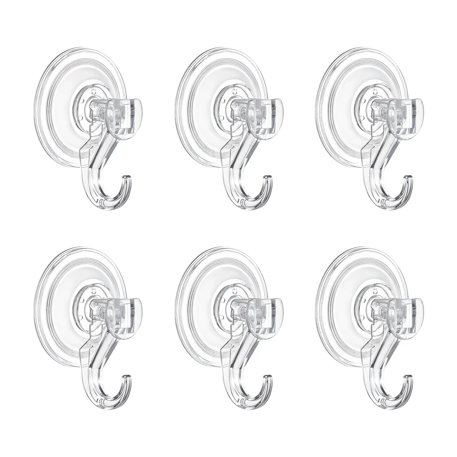 【Summerfinds】VEVOR Suction Cup Hooks 6 Pack,2.76 x 3.54 x 1.57 inch10 LBS Max Load Clear Shower Suction CupsStrong and Reusable Heavy Duty Wall Holderfor LoofahTowelGlassWindowKitchenBathroom