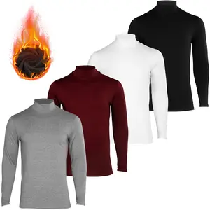 4pcs Men'S Thermal Underwear Set - Fleece-Lined, Thickened Half-Neck Long Sleeve T-Shirts for Fall/Winter, Ideal for Outdoor Activities, Sports, and Casual Wear, Outdoor Clothing | Sporty Underwear | Stretchy Fabric value pack men winter base layer commut