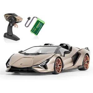 MIEBELY Lamborghini Remote Control Car, 1:16 Scale Lambo Toy Car 7.4V 500mAh Officially Licensed 12Km/h Rc Cars with Led Light 2.4Ghz Model Car for Adults Boys Girls Birthday Ideas Gift (Champagne)