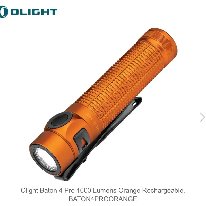 Olight Baton 4 Pro 1600 Lumens Orange Rechargeable, BATON4PROORANGE