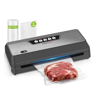 Bonsenkitchen Vacuum Sealer, Multi-Functional Food Sealer with 1 Roll Bag+ 5 Bags, Fast-Compact Design | Bag Storage | Built-in Cutter, External Vacuum System & Accessory Tube, Silver