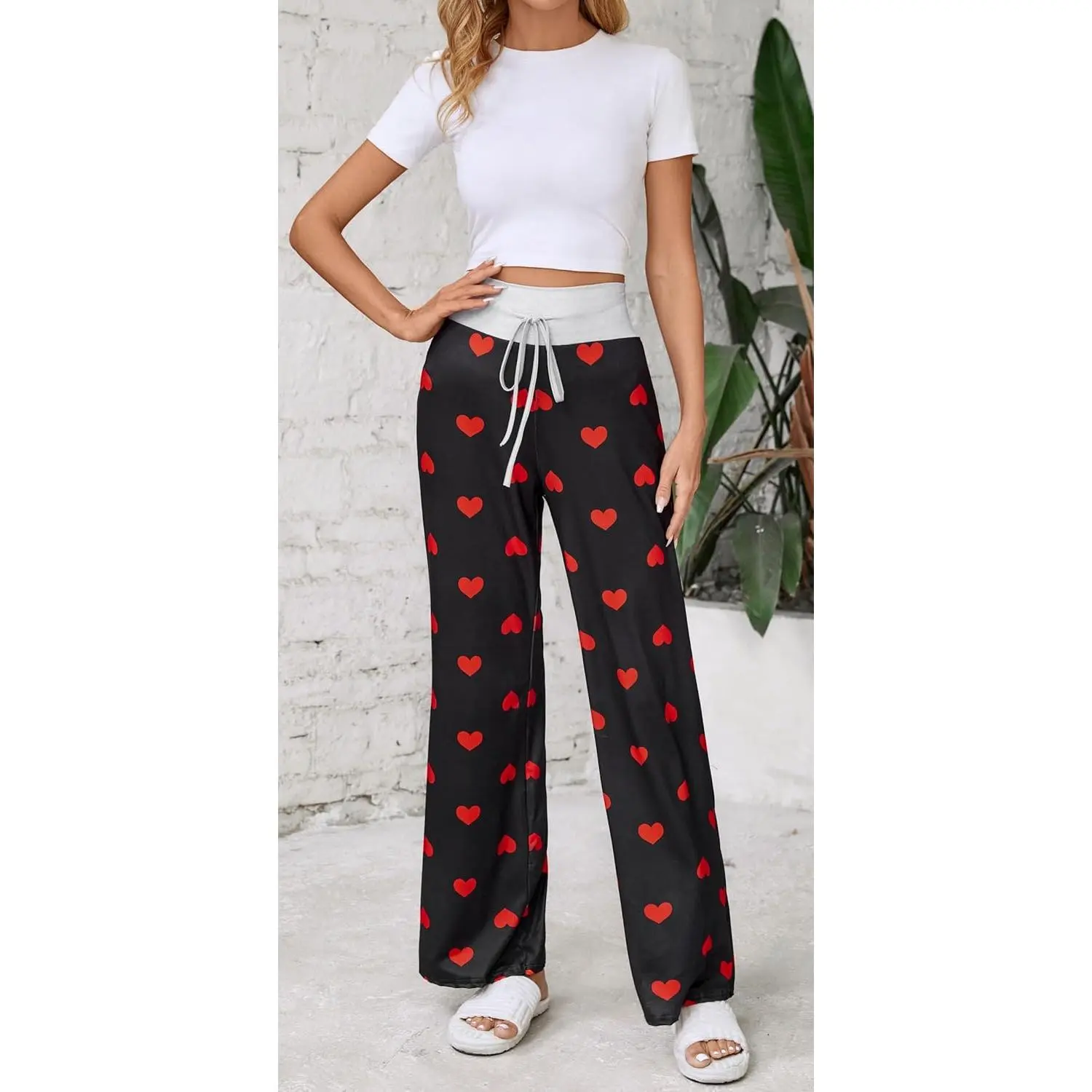 Women's Comfy Pajamas Drawstring Stretch Floral Print Long Wide Leg Lounge PantsGift Women's Comfy Pajamas Drawstring Stretch Floral Print Long Wide Leg Lounge PantsGift