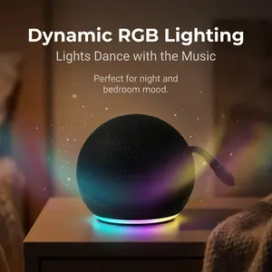 5th Gen Spherical Alexa Dot Smart Speaker with RGB LED Light, Wireless Subwoofer, TWS Wireless Connection, Portable Base, and High-Quality Audio