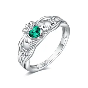 S925 sterling silver Claddagh heart ring