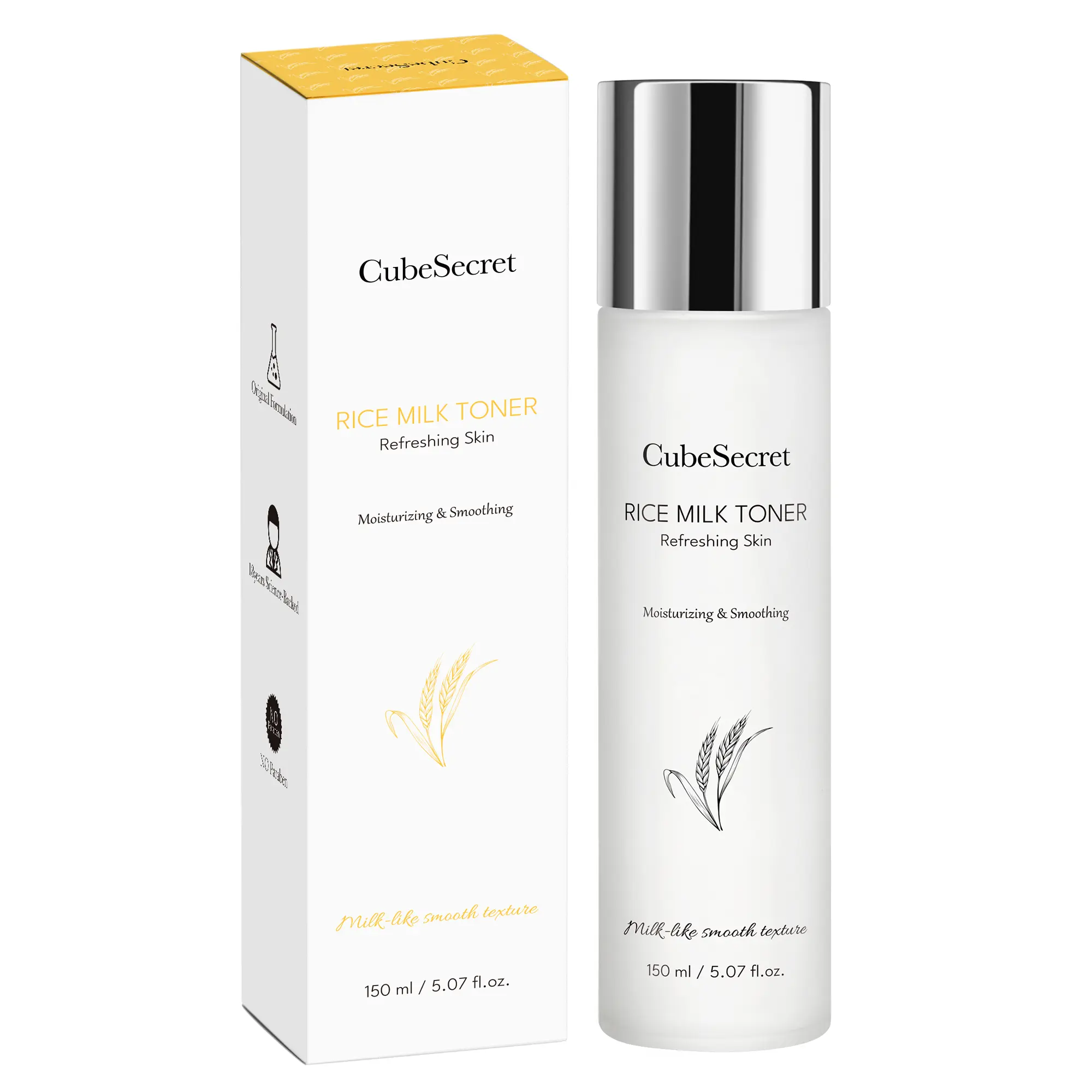 CubeSecret Rice Milk Toner, 150ml, Hydrating Facial Skincare to Moisturize and Brighten, Gentle Anti-Aging Formula with Rice Ferment for All Skin Types, Hydrate, Brightening, Moisturizer, Hydrates Glow