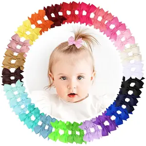 48PCS Baby Girl Hair Clips & Bows Set | Fully Lined Alligator Clips for Infants & Toddlers | 24 Color Pairs Cute Hair Accessories (Style D)
