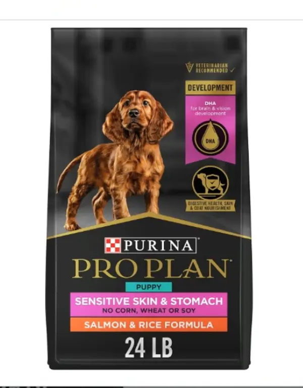 Purina Pro Plan Sensitive Skin and Stomach Dog Food Puppy Salmon and Rice Formula - 24 lb. Bag