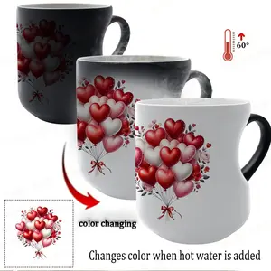 Magic Color Changing Heart Mug, Thermosensitive Ceramic, 11 Oz/330 Ml, Valentine's Day Gift for Her, Mom, Lover, Romantic Gift