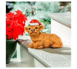 Evergreen 7.5"H Resin Highland Cow Garden Statue