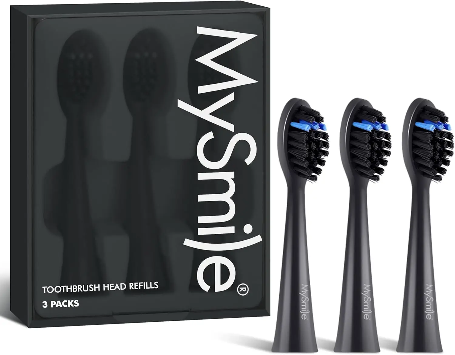MySmile Toothbrush Replacement Heads, 3 Pack (9-Month Supply), with Faded Color Indicator for Deep Cleansing, 9‑Month Head Set