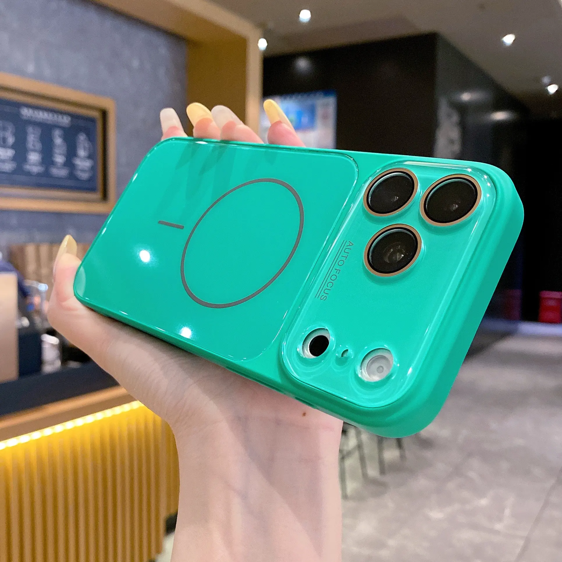 Magnetic Glass Back Panel Smartphone Cover, Protective Shockproof Phone Case with Candy Colors, HD Lens Film for iPhone 14,15,16,17 Pro Max - Anti-Fall Anti-Collision Cellphone Handheld Accessories,summerwins #DealsForYouDays, Casing