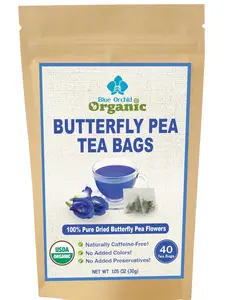 Organic Butterfly Pea Flowers 40 Tea Bags  Natural Beverage Herbal