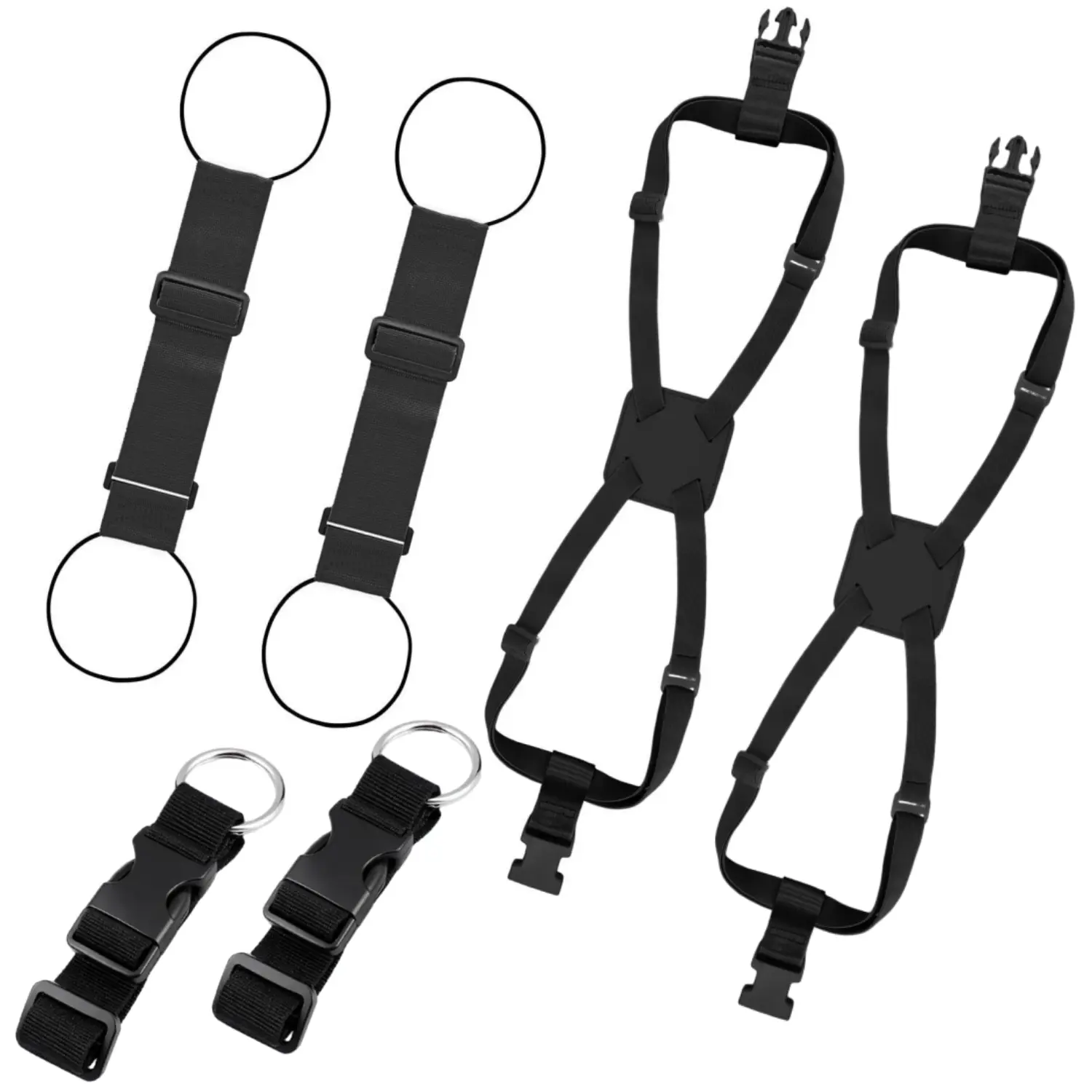 6 Pieces Adjustable Luggage Straps, Black Elastic Bungee Design, for Suitcases Backpacks and Carry-ons, Secures Extra Bags, Compact Travel Accessory
