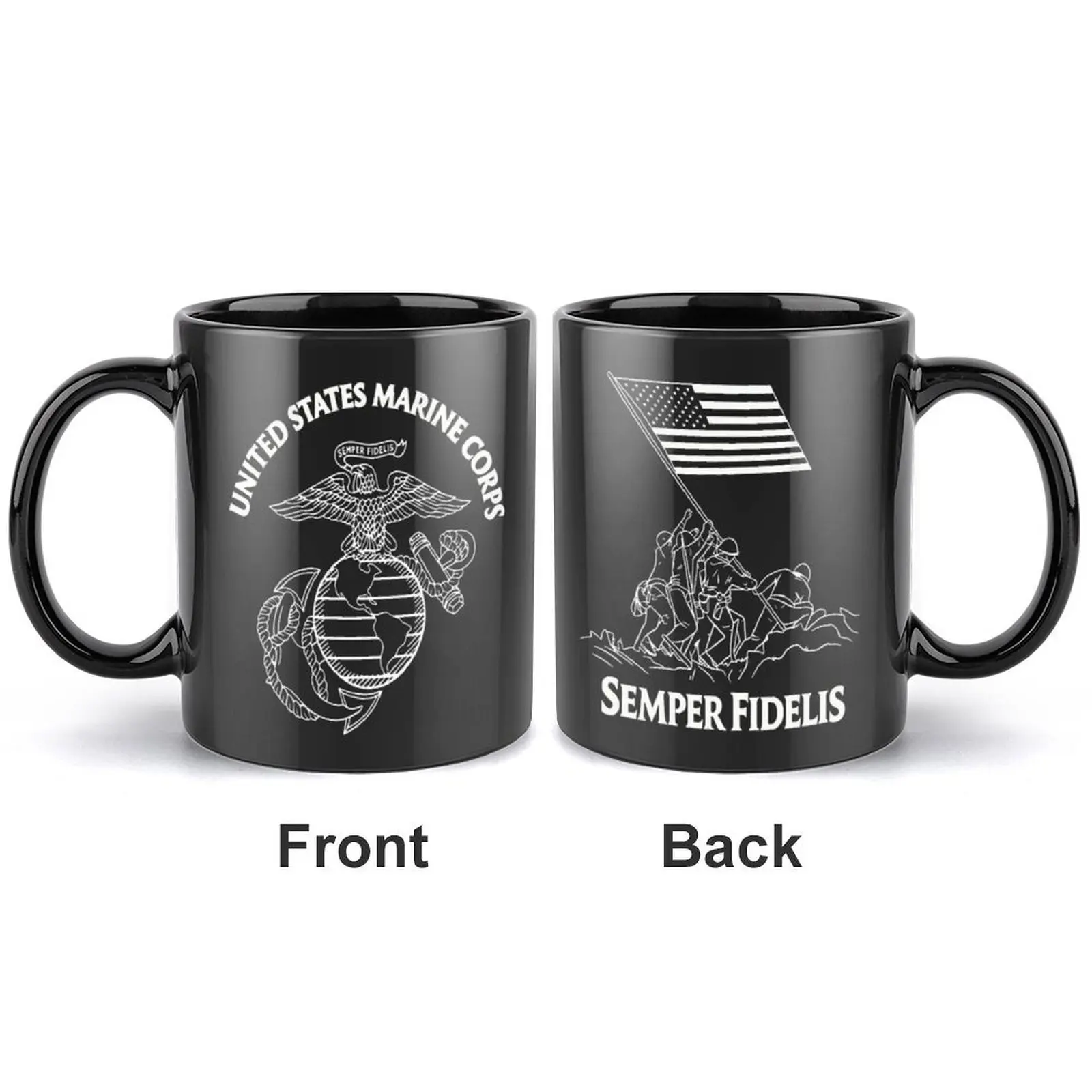 USMC Coffee Mug , Marine Corps Semper Fidelis  Cup , Patriotic Mug, Military Branch Diner Mug , Ideal Veteran & Father’s Day Gift for Men , Memorial Day, 4th of July & Veterans Day