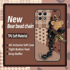 Skin-friendly feel Black pearl pendant Phone Case For TCL T-Mobile-Revvl7 cute Dirt-resistant Back Cover soft case Waterproof Bear bracelet Simplicity Cartoon Anti-knock silicone