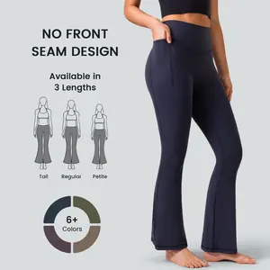Colorfulkoala Dreamlux Mini Flare Leggings with Pockets 27.5"/29.5"/31.5" No Front Seam High Waisted Bootcut Yoga Pants