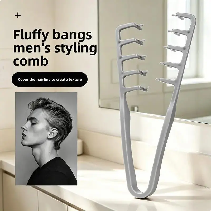 Men's 2-Piece Salon-Grade Hair Styling Comb & Clip Set (Grey+Black) - Portable, Compact, Travel Ready - Ideal for Voluminous Top Knots, Slicked Back Pompadours, All Hair Types