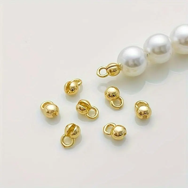 [Gold Clam Shell Beads] 20pcs 18K Gold Plated Brass Clam Shell Crimp End Beads | DIY Jewelry Making Supplies, Chain Connector Tips for Bracelets, Findings Bead Accessories, DIY Beading