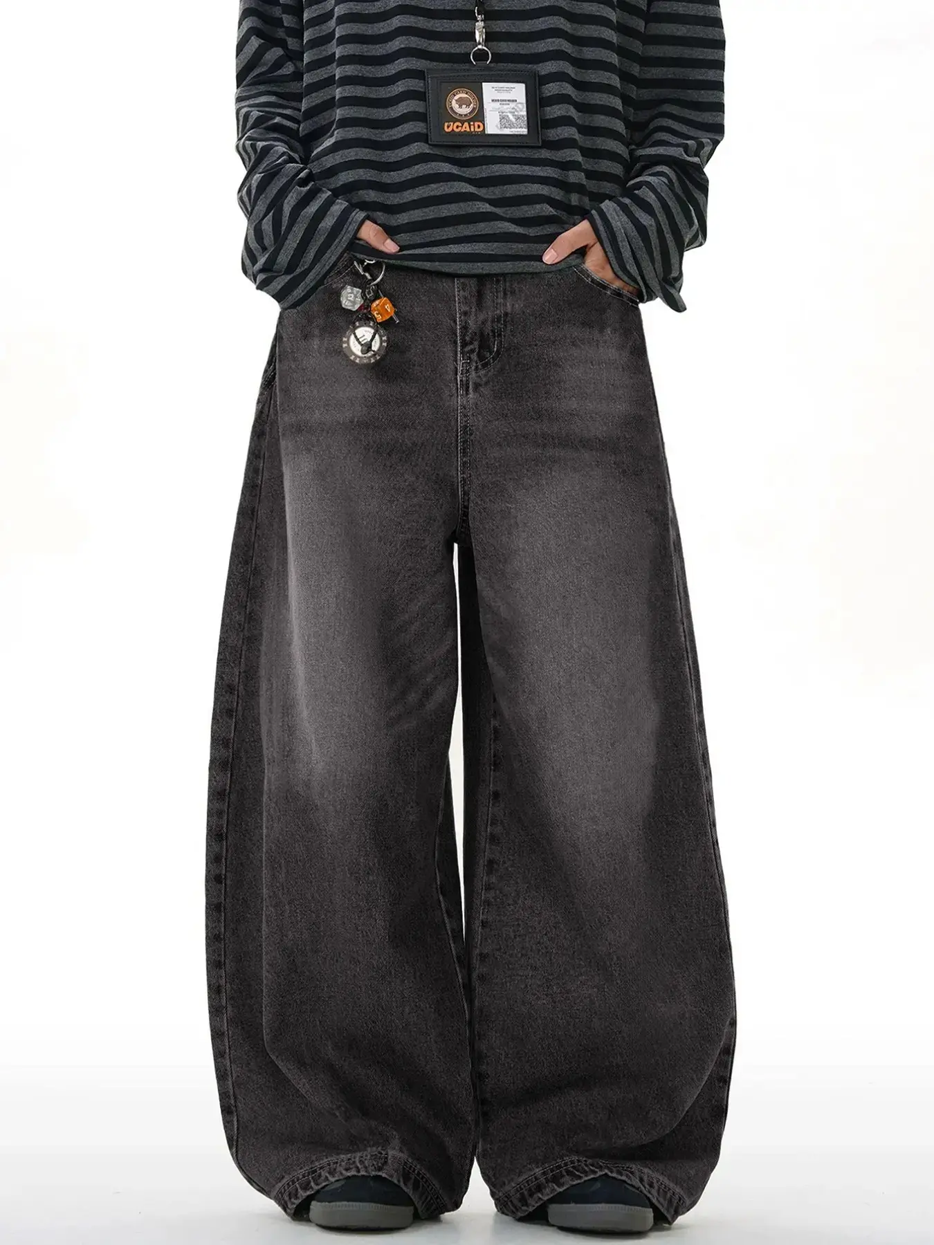 New American Streetwear Vintage Washed Jeans, Loose Fit Wide Leg, Baggy Oversized, Skateboard Hip Hop Style, Multiple Sizes Available, Pants