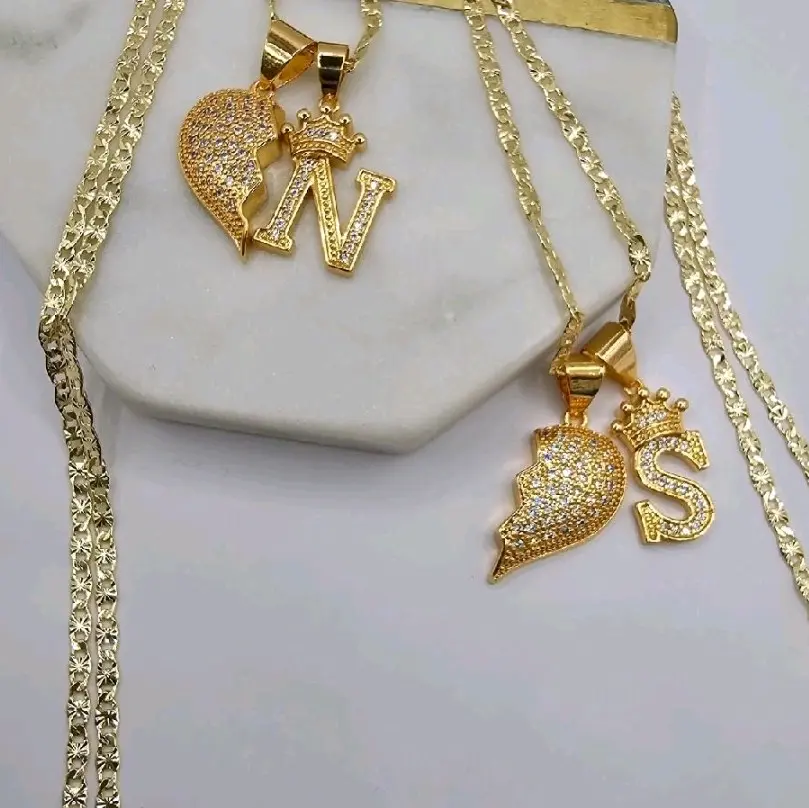 Hearts a couple necklaces with heart and letter, both  gold plated all letters available just ask