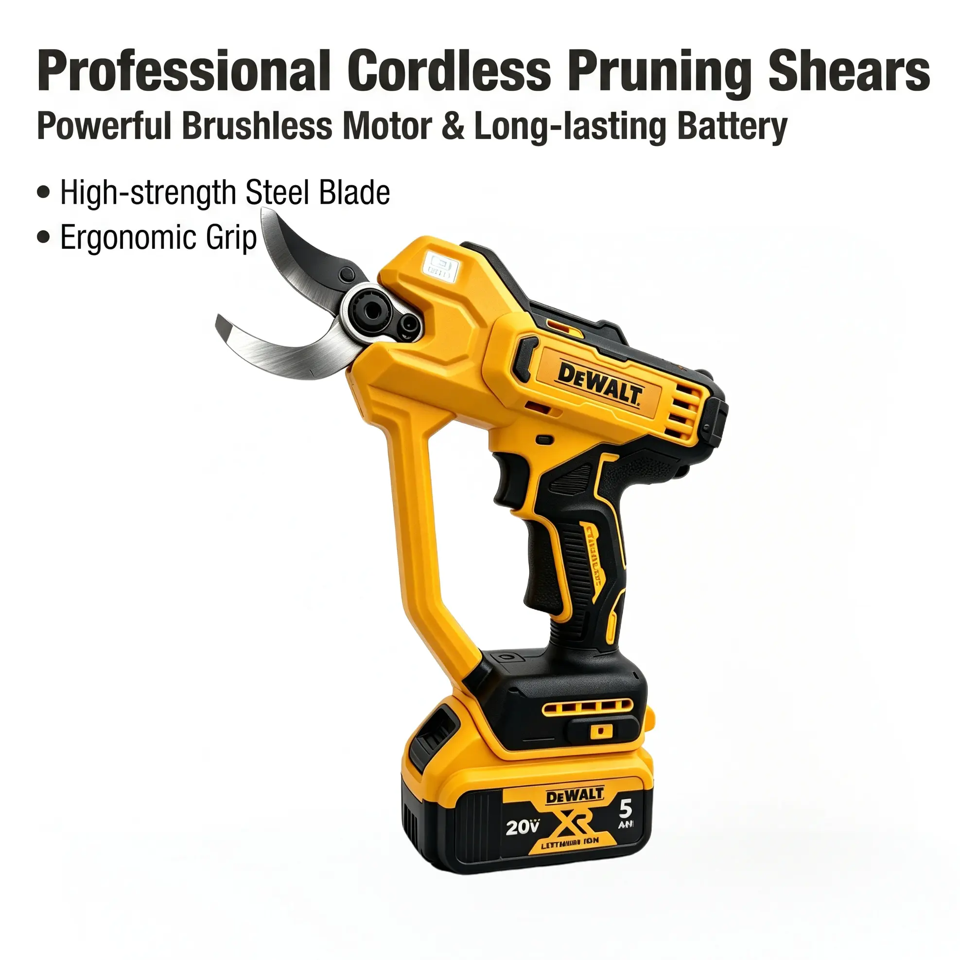 DEWALT Cordless Pruners - 18V XR-20V MAX 5.0Ah Batteries Platform, 40mm Max Cutting Diameter, Heavy Duty Non-Stick Coating Tree Branch Cutter, Shrub Trimming Tool for Gardening
