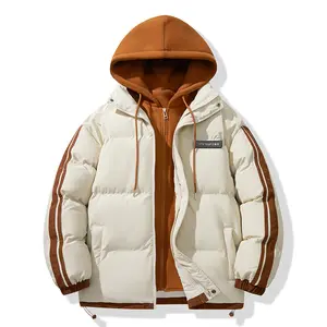 Men's warm insulated hooded jacket, windproof thick winter coat with full zipper front and drawstring hooded cotton layer, suitable for high mountain climbing, rock climbing, hiking, polyester fiber, comfortable lining, outdoor enthusiasts Casual Fashion
