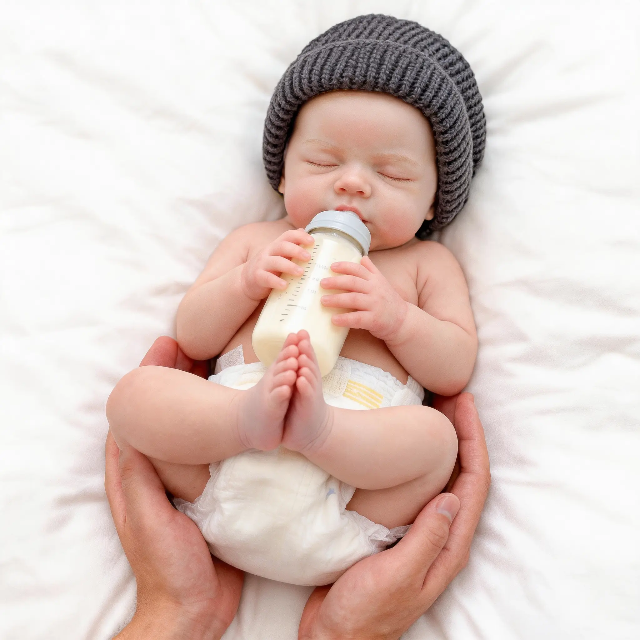 1pc 20in Cute Sleeping Silicone BOY Reborn Doll, Mouth-Opening, 3D Painted, Full-Body Soft Solid Silicone, Gift for Lovers