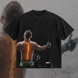 PEACHORA Conor "The Notorious" McGregor Iconic Signature Heavy Cotton T-shirt UFC Pound For Pound Shirt MMA Fan Apparel Pump Cover Direct-to-garment Printing