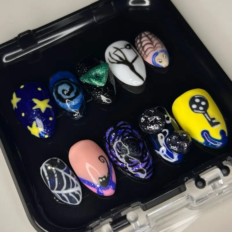 Handmade Coraline press on nails