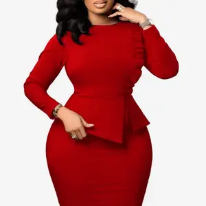 African Dresses for Women 2023 Spring Bodycon Midi Dress Daily Elegant High Waist Long Sleeve Robe Femme African Clothes Chic Casual Outfit Womenswear
