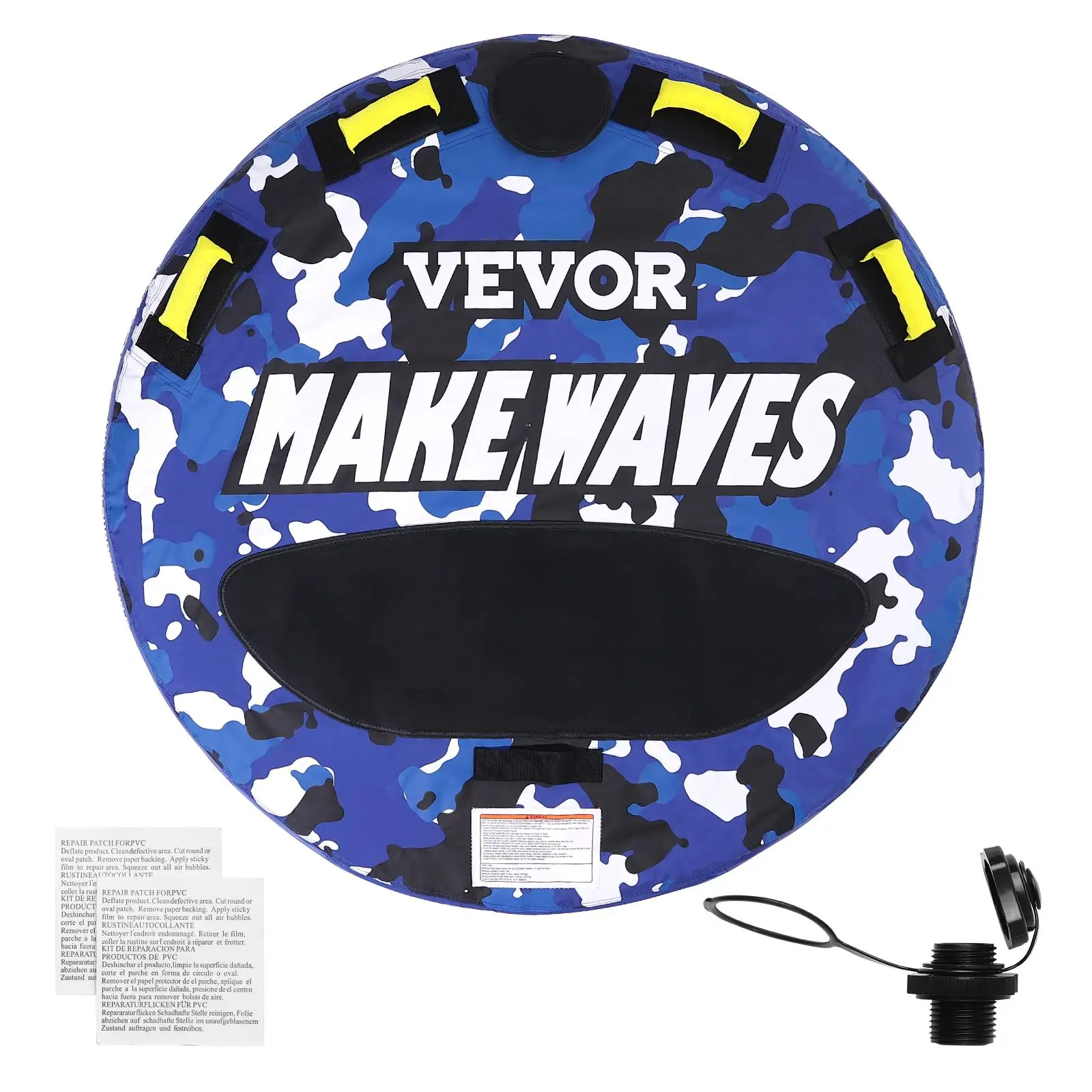 【SummerFinds】VEVOR Towable Tube for Boating,  , 340 lbs, 1-2 Riders Inflatable Boat Tubes and Towables, 51.8" Round Water Sport Towable Tube for Boat to Pull, Full Nylon Cover, EVA Grab Handles and Speed Safety Valve