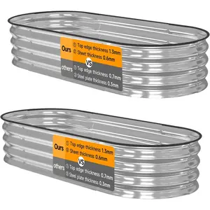 2 count Galvanized Raised Garden Bed Outdoor,0.6mm Thickness//4x2x0.9ft Oval Garden Bed for Gardening,Vegetables,//Sturdy Metal Planter Box,Durable and Easy to Install()