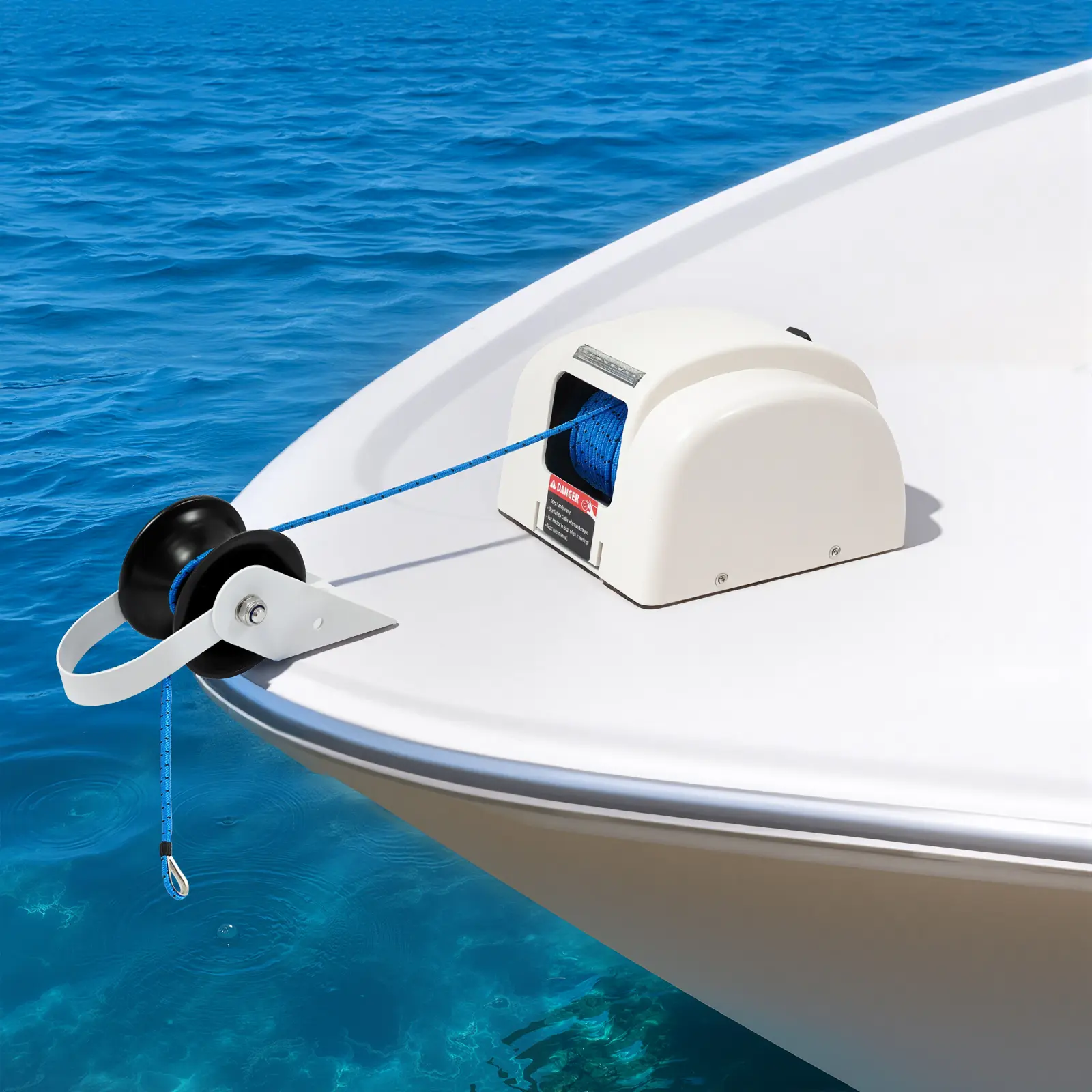 12V Electric Anchor Winch with Remote Control & 100ft Nylon Rope, 45 lbs Max Load Capacity for Boats up to 24ft, Heavy Duty Marine Anchor Windlass with 70ft/min Retrieval Speed, for Speedboat, Fishing Boat, Motorboat, Patrol Boat