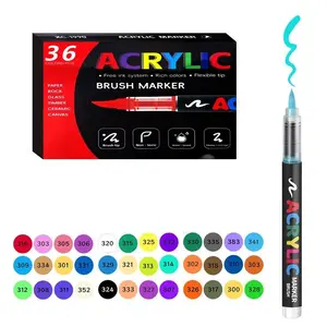 36/48 Color Nail Art Pens Set, Watercolor Pen Kit, Soft Tip Liquid Acrylic Markers, DIY Graffiti Art Painting Water-Based Markers
