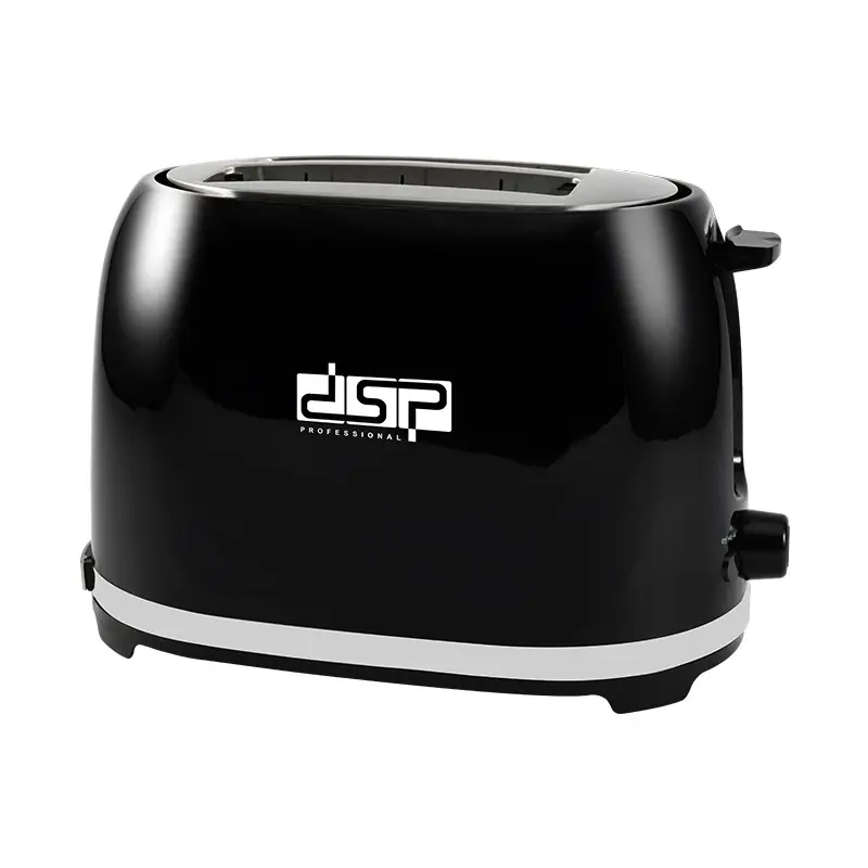 Black Rectangular EU Standard Corded Household Toaster, Polypropylene Kitchen Appliance with EU Plug, Even Heating, Multifunctional for Baking Toasts