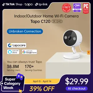 TP-Link & Tapo C120 - 2K QHD Indoor/Outdoor Security Camera with Color Night Vision, Free AI Detection, Baby Monitor, IP66, Dual Spotlights, Local/Cloud Storage