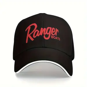 Ranger Boat Men's Sports Baseball Cap, 1/1pc Black Adjustable Cap for Casual Outfits, Casual Outfits Cap