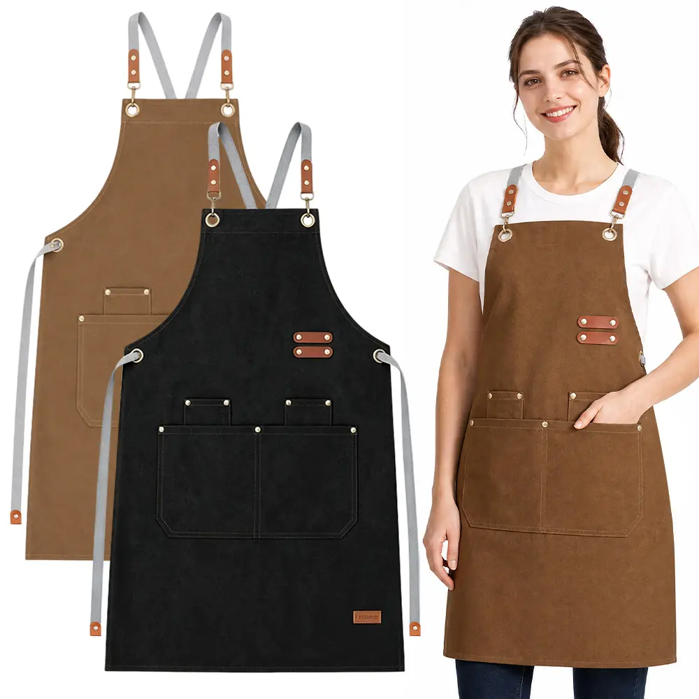 2 Pack Adjustable Apron, Lightweight and Breathable Men Women Chef Work Apron with Pockets - Professional Kitchen Cooking Baking Gardening Restaurant BBQ Coffee House Beauty Nails Studio Uniform sohochic