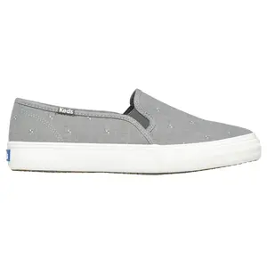 Keds Womens Double Decker Dobby Jacquard Slip On Sneakers Shoes Casual - Grey